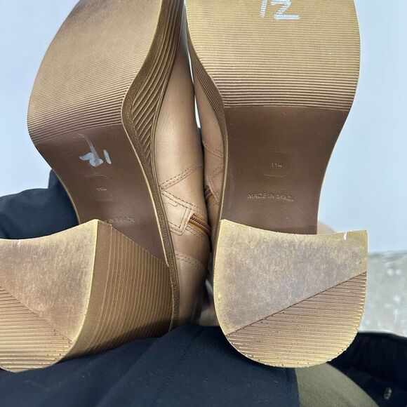 Steve Madden Fanatik Women’s Tan Leather Chunky Stacked Block Heel Below the Kne - Picture 14 of 14